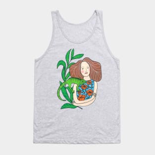 Girl And A Chameleon Tank Top